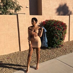 Carmel ribbed mini and tie front top